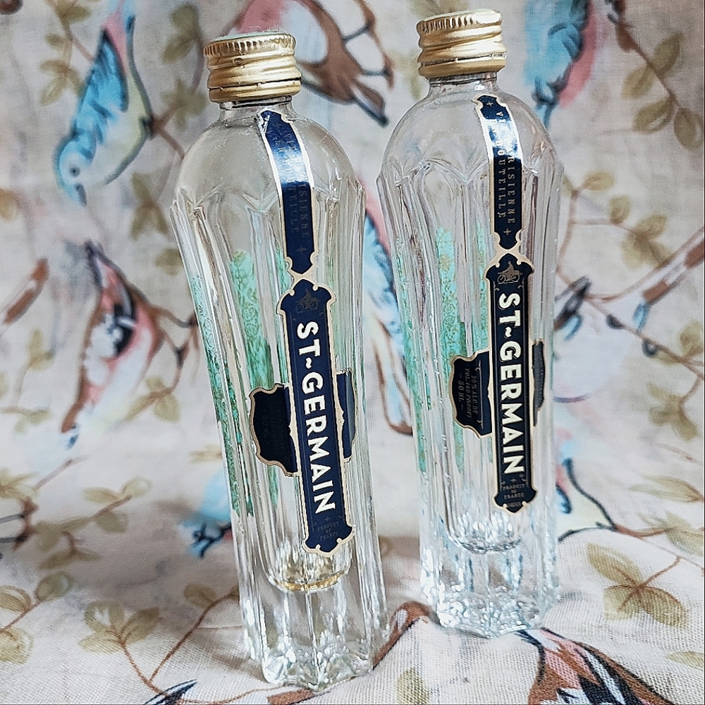 2 Saint St Germain French Empty Glass Liquor Bottle Bottles Root Plant Starters